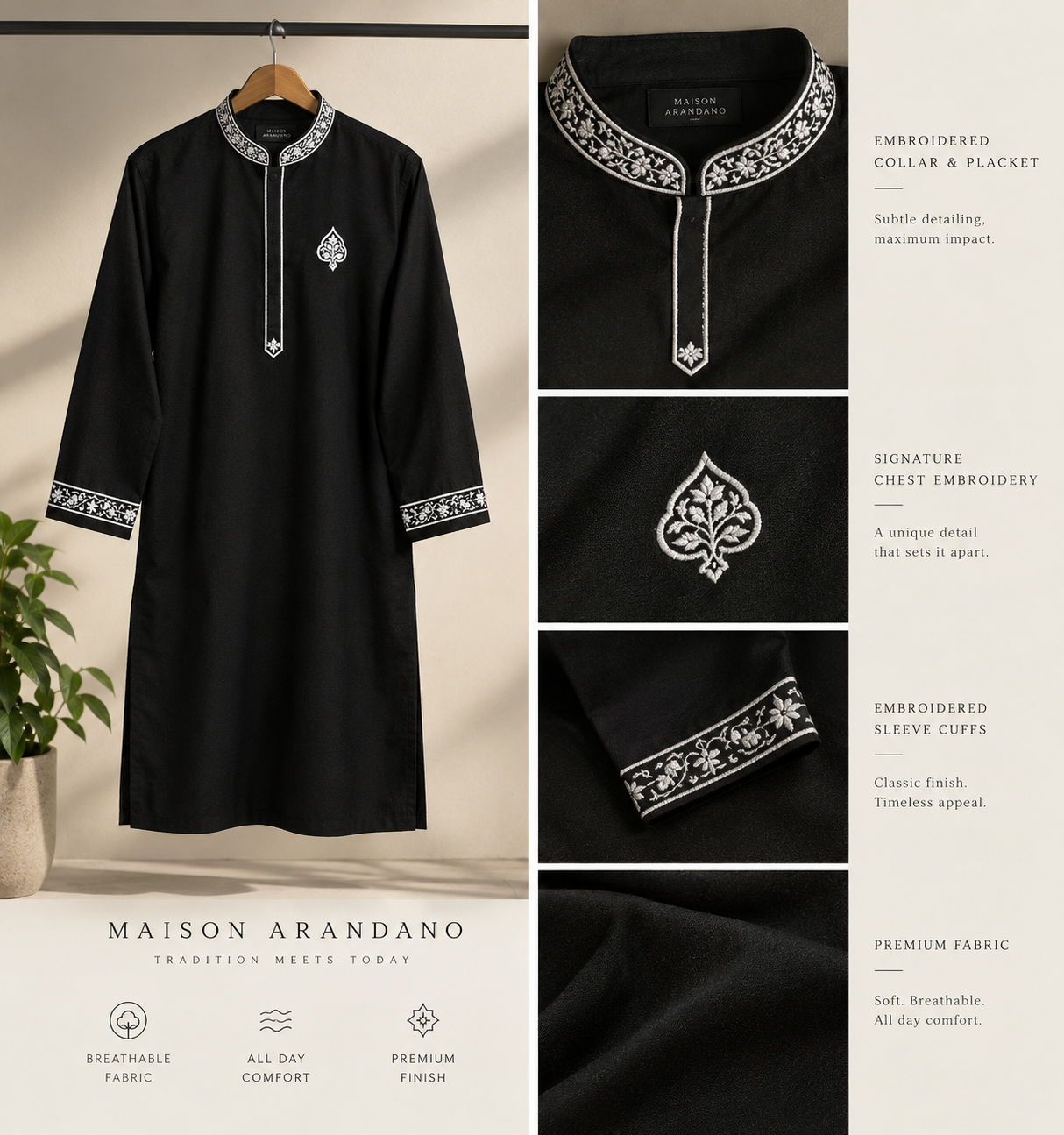 Noir Heritage Embroided kurta